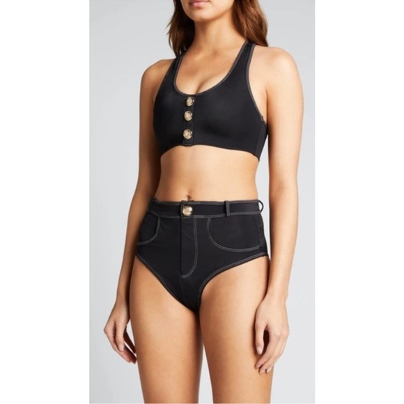 Black Button-Detail Bikini Set - Picture 2 of 7